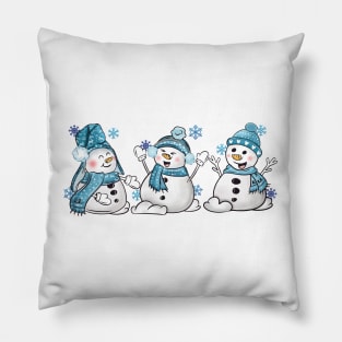 3 Winter Snowmen Pillow