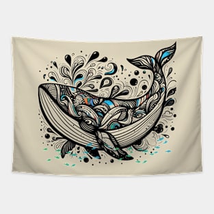 Whale graphic Tapestry