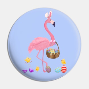 Pretty Easter Flamingo with Easter Basket Pin