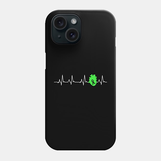 Heart Disease Awareness Heartbeat Month Apparel organ Donor heart Recipient Transplant green ribbons support Phone Case by First Phenixs