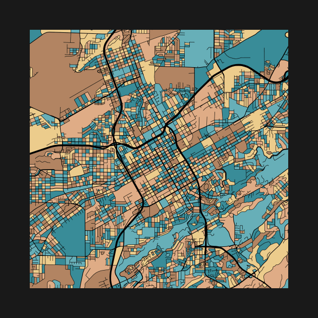 Birmingham Map Pattern in Mid Century Pastel by PatternMaps