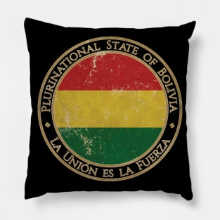 Vintage Plurinational State of Bolivia USA South America United States Flag Pillow