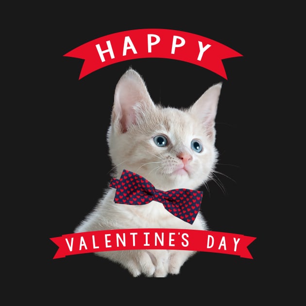 Lovely Cat With Red And Blue  Bow Tie Happy Valentine's Day by Fersan