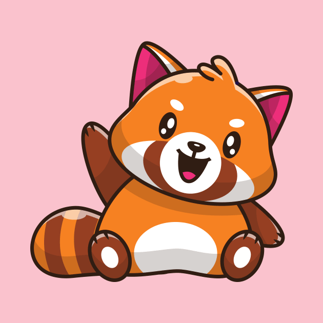 Cute Red Panda Waving Hand Cartoon by Catalyst Labs