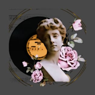 Aesthetics, darkness, romantic, moon, love, rose, statue, vintage, retro, artistic, artsy, classy, music, vinyl records, flowers, floral T-Shirt