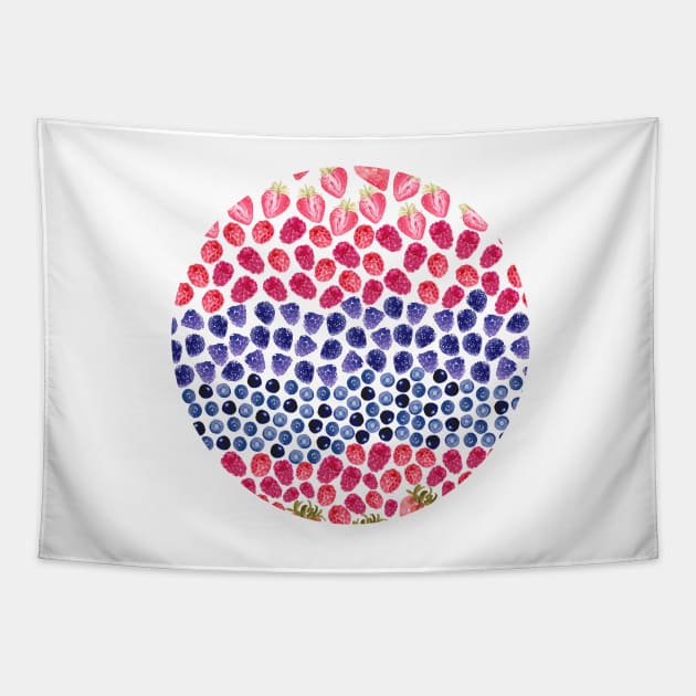 Berry bliss - Strawberry, blueberry, mulberry, raspberry, Tapestry by Harpleydesign