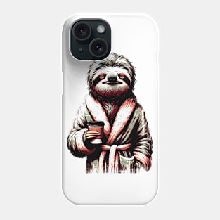 Unimpressed Sloth Sips Coffee: Funny Lazy Sloth T-Shirt Phone Case