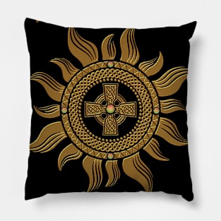 The golden celtic cross. Pillow