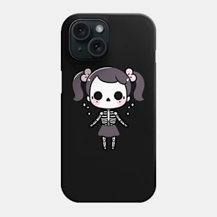 Cute Skeleton Girl Design | Skeleton in Kawaii Style | Halloween for Girls Phone Case