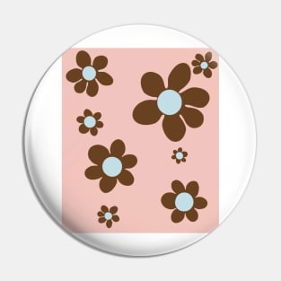 pattern flower blue brown pink 70s Pin