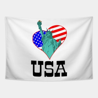 Statue of Liberty in the heart and USA Tapestry