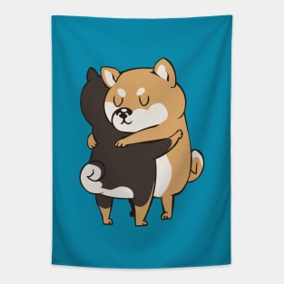 Shiba Inu Hugs Tapestry