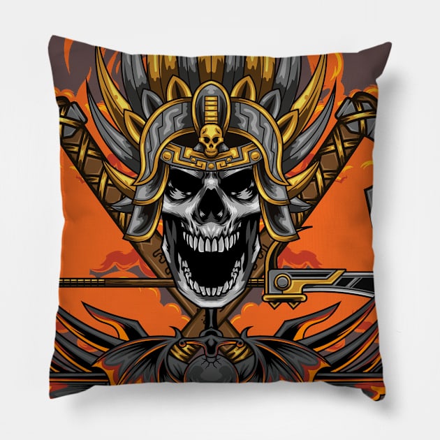 Ethnic Skull Wizard Pillow by Harrisaputra