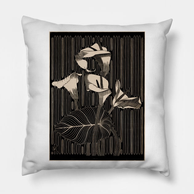 Arum Lily Flowers 1919  Samuel Jessurun de Mesquita Pillow by rocketshipretro