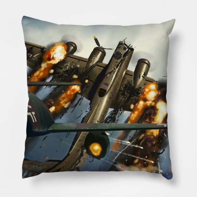 Me262 vs B17 Pillow by Aircraft.Lover