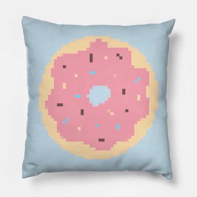 Strawberry Donut Pixel Art Pillow by christinegames