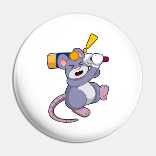 Mouse at Cricket with Cricket bat Pin