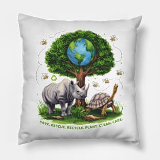 Save Bees Rescue Animals Recycle Plastic Earth Day Pillow