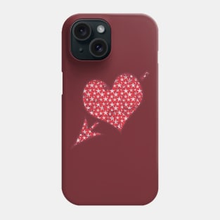 Arrow piercing red grunge heart with white stars Phone Case