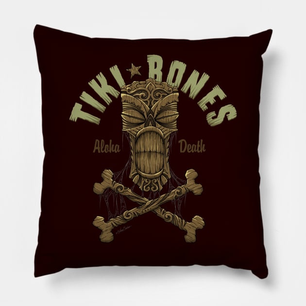 Tiki Bones Pillow by nanobarbero