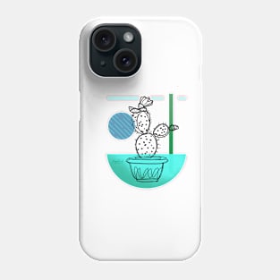 Green blue cactus Line Art Phone Case