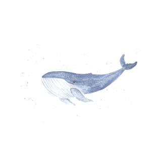 Blue Whale, Watercolor Illustration T-Shirt