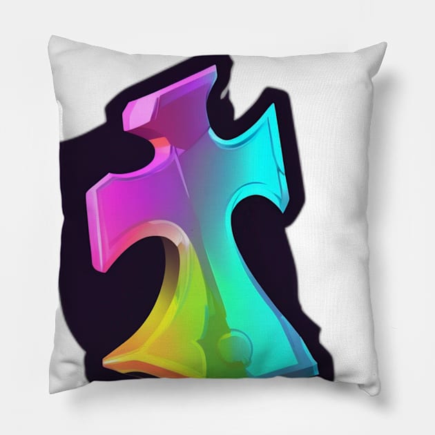 Vibrant Holographic Puzzle Piece Design No. 577 Pillow by cornelliusy