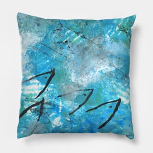 Art Acrylic artwork painting fish sea Pillow