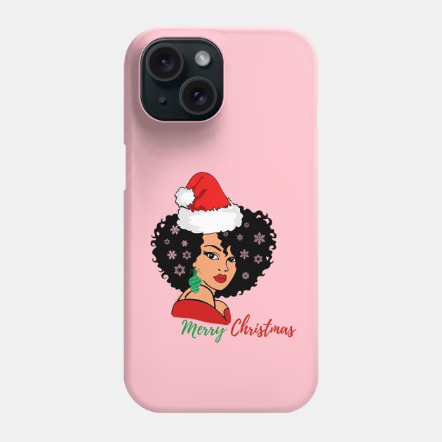 Black Woman Santa, Black Mrs Santa Claus, African American Santa, Merry Christmas Phone Case by UrbanLifeApparel