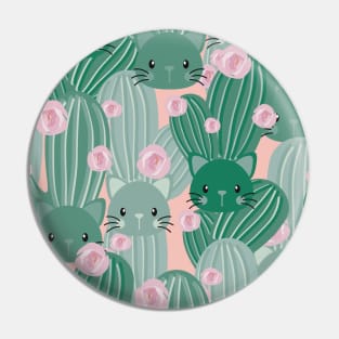 Cute Cat Caktus Pattern Seamless Pin