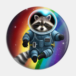 Rainbow Raccoon Astronaut Pin