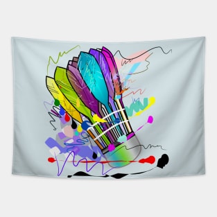 Badminton ball art colorful Tapestry