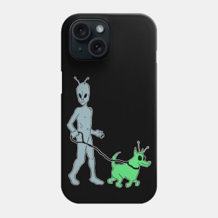 Alien walking his dog Phone Case