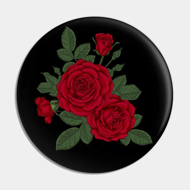 Vintage Red Roses Flower Cute Gardener Botanist Gardening Pin by AimArtStudio