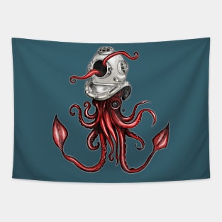 Squid with Diving Helmet Tapestry