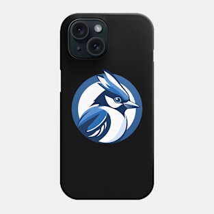 a blue jay bird in a circular shape Phone Case