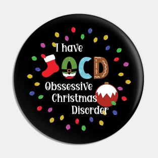 Obsessive Christmas Disorder (Round) [White Text] Pin