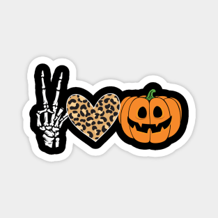 Peace Heart Love Fall Pumpkin Halloween Leopard Magnet