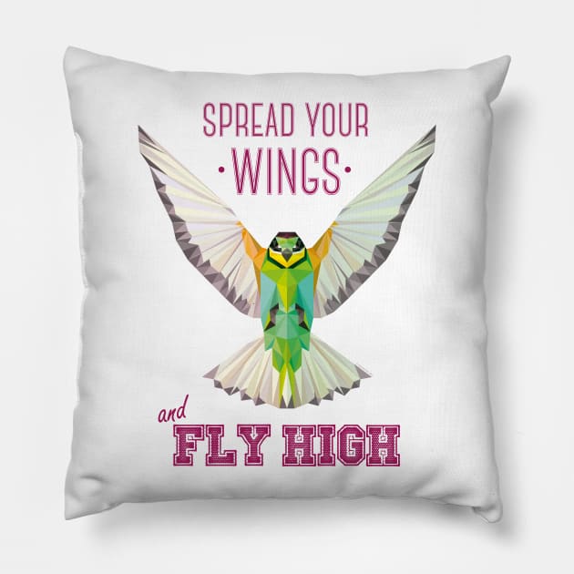 Geometric Bird (humming bird) - Spread your wings Pillow by ImproveYourself