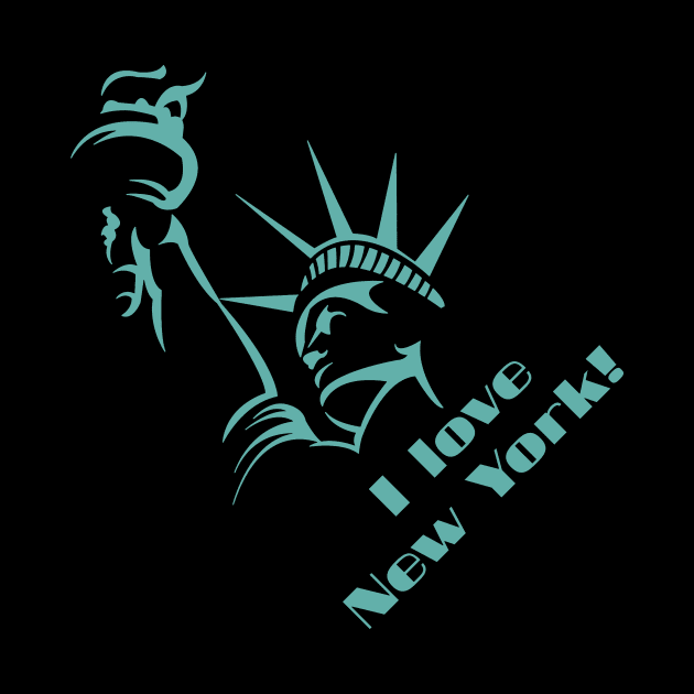 I love New York Design green by Qwerdenker Music Merch