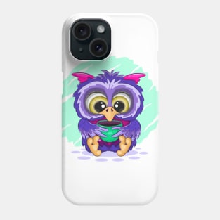 Cartoon owl with a cup Phone Case
