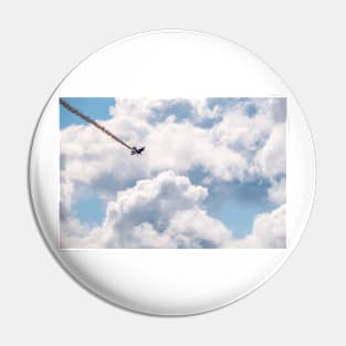 Biplane Flying into the Clouds Pin