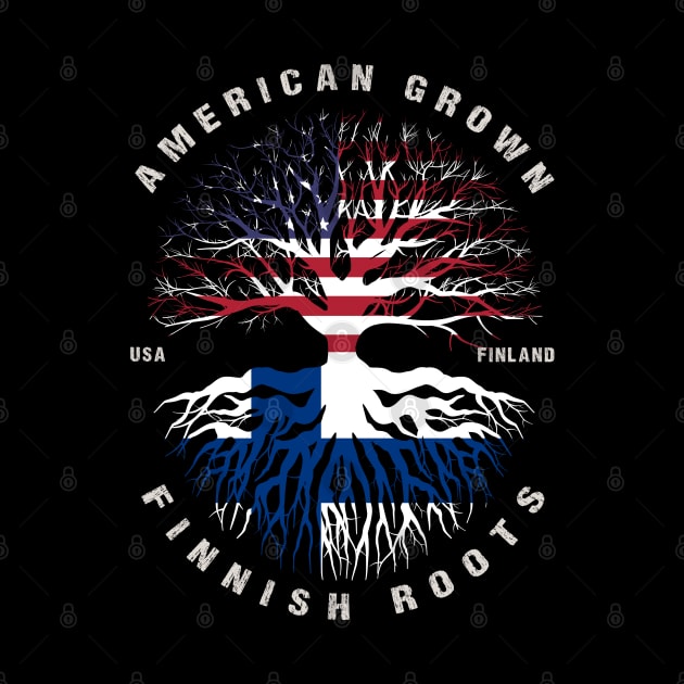 American Grown Finnish Roots Finland Flag by heart teeshirt