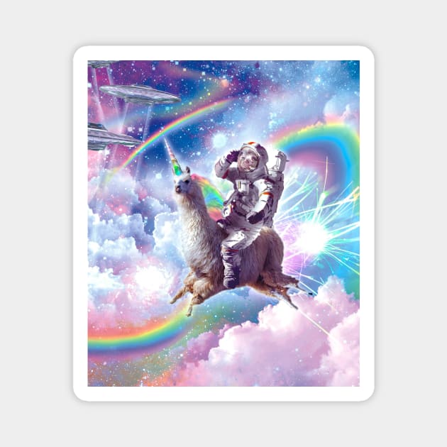 Galaxy Astronaut Sloth Riding Llama Unicorn Magnet by Random Galaxy