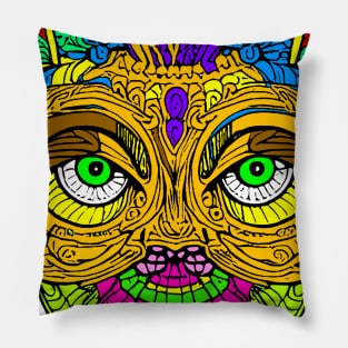 Cat abstract colorful art Pillow