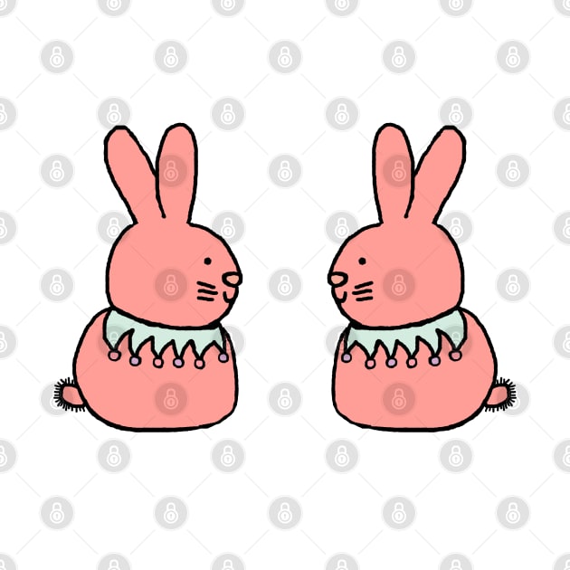 Rose Pink Bunny Rabbit Duo by ellenhenryart