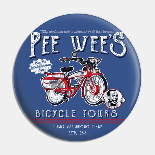 Pee Wee's Bicycle Tours Worn Out Pin by Alema Art