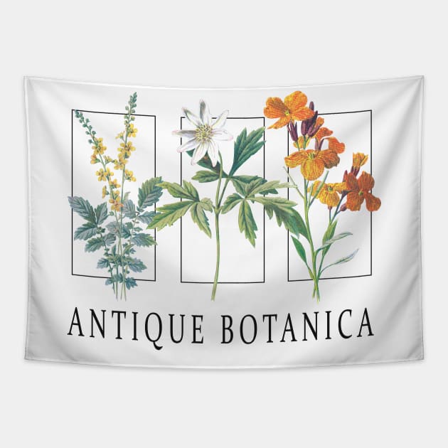 Antique Botanica - Vintage Flowers Watercolor Tapestry by MReinart