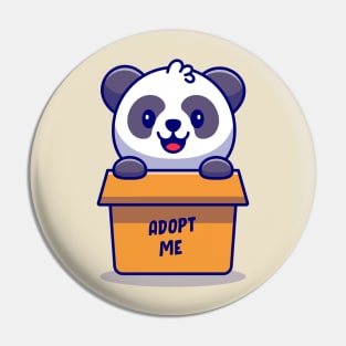 Cute Panda Playing In Box Cartoon Pin