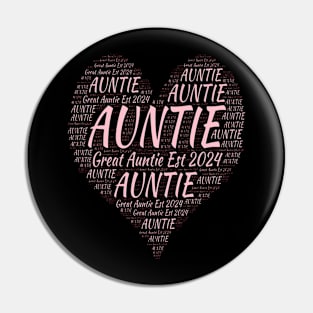 Promoted to Great Auntie Est 2024, Gift for Aunt Pin